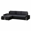 Mooved Ecksofa Huelva (mit Schlaffunktion) - Kunstleder/Webstoff - Schwarz / Grau - Longchair davorstehend links