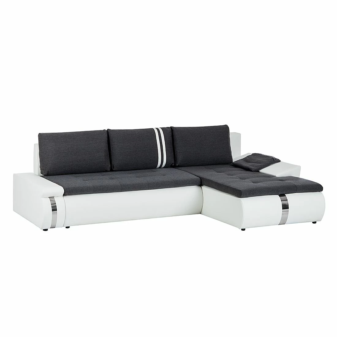 Mooved Ecksofa Huelva (mit Schlaffunktion) - Kunstleder/Webstoff - Weiß / Grau - Longchair davorstehend rechts 1 Mooved Ecksofa Huelva (mit Schlaffunktion) - Kunstleder/Webstoff - Weiß / Grau - Longchair davorstehend rechts