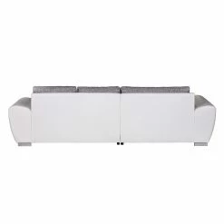 Roomscape Ecksofa Ilona (mit Schlaffunktion) - Kunstleder / Webstoff Weiß / Grau - Longchair davorstehend links -WOHNZIMMERMÖBEL Verkäufe ecksofa ilona mit schlaffunktion kunstleder weiss webstoff grau ottomane davorstehend links 382956