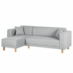 Ecksofa KiYDOO relax Webstoff - Silber - Longchair davorstehend links