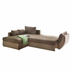 Home Design Ecksofa Kuhmo - Strukturstoff/Microfaser Braun - Ottomane beidseitig montierbar -WOHNZIMMERMÖBEL Verkäufe ecksofa kuhmo strukturstoff microfaser braun ottomane davorstehend links 255576