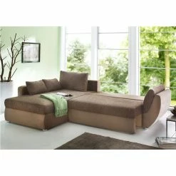 Home Design Ecksofa Kuhmo - Strukturstoff/Microfaser Braun - Ottomane beidseitig montierbar -WOHNZIMMERMÖBEL Verkäufe ecksofa kuhmo strukturstoff microfaser braun ottomane davorstehend links 255577