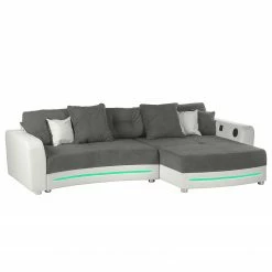 Loftscape Ecksofa Lanai Kunstleder / Microfaser - Grauweiß -WOHNZIMMERMÖBEL Verkäufe ecksofa lanai inkl beleuchtung beidseitig montierbar kunstleder microfaser grau weiss 4420916
