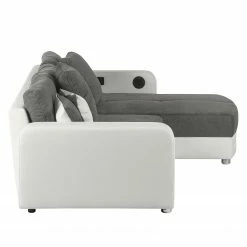 Loftscape Ecksofa Lanai Kunstleder / Microfaser - Grauweiß -WOHNZIMMERMÖBEL Verkäufe ecksofa lanai inkl beleuchtung beidseitig montierbar kunstleder microfaser grau weiss 4420980