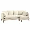 Eva Padberg Collection Ecksofa Lavina Webstoff - Stoff Moretey: Cremeweiß - Ottomane davorstehend rechts