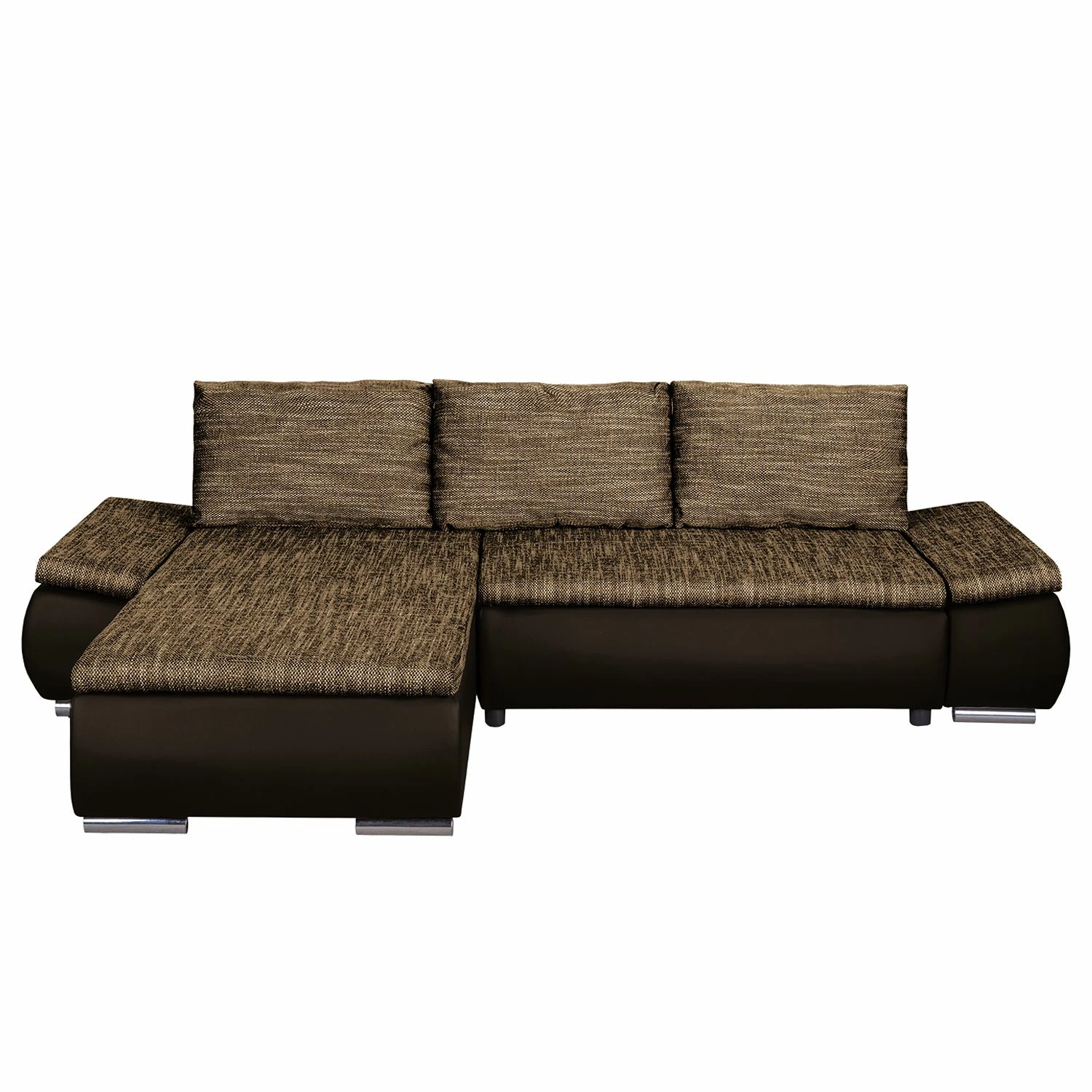 Fredriks Ecksofa Laza - mit Schlaffunktion - Kunstleder / Webstoff - Dunkelbraun / Cappuccino - Longchair davorstehend links 5 Fredriks Ecksofa Laza - mit Schlaffunktion - Kunstleder / Webstoff - Dunkelbraun / Cappuccino - Longchair davorstehend links – Bild 5