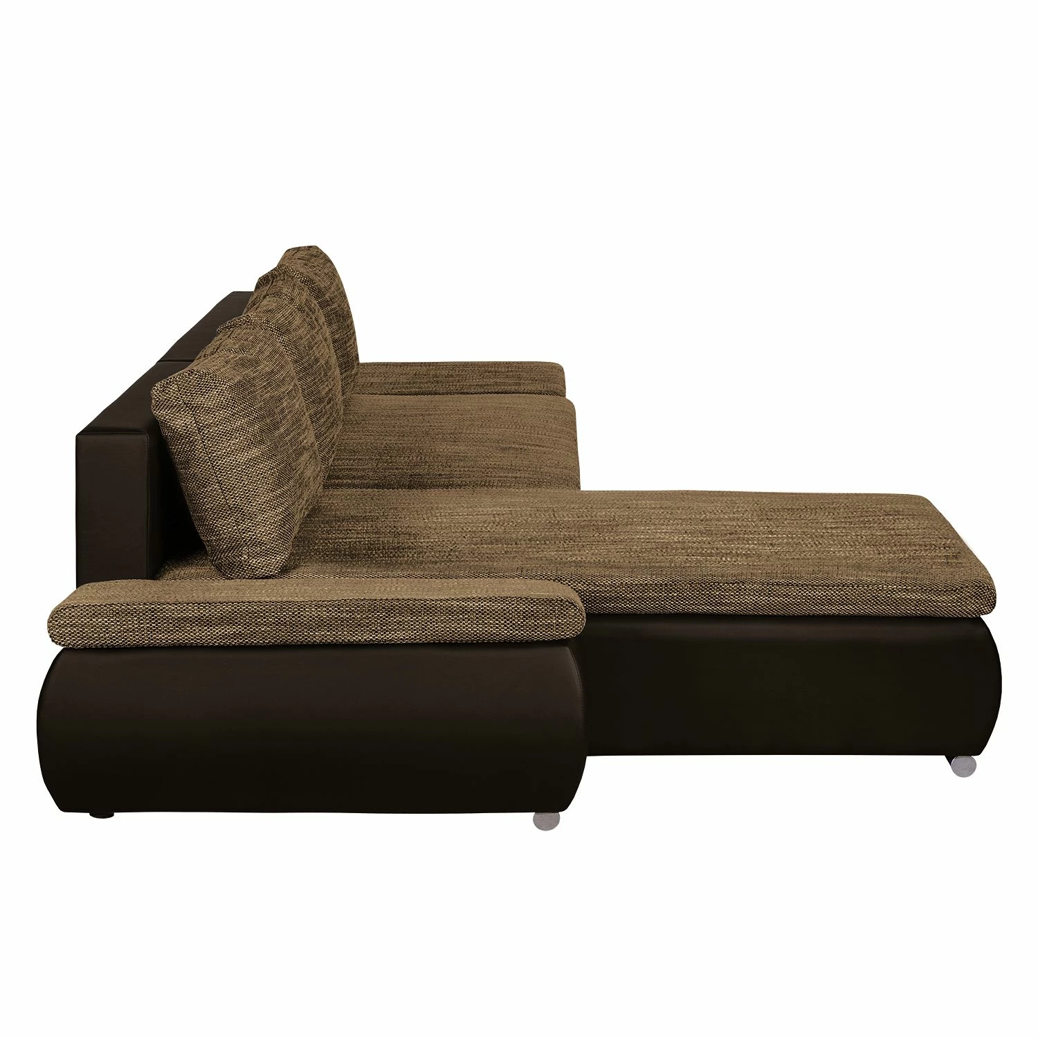 Fredriks Ecksofa Laza - mit Schlaffunktion - Kunstleder / Webstoff - Dunkelbraun / Cappuccino - Longchair davorstehend links 7 Fredriks Ecksofa Laza - mit Schlaffunktion - Kunstleder / Webstoff - Dunkelbraun / Cappuccino - Longchair davorstehend links – Bild 7