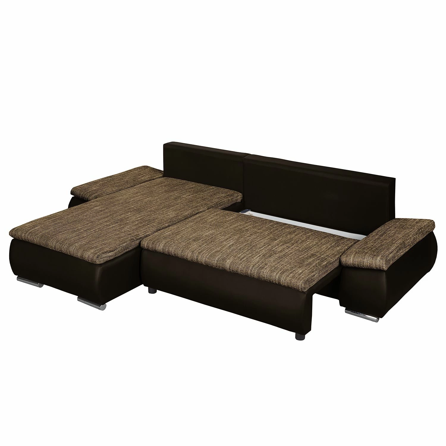 Fredriks Ecksofa Laza - mit Schlaffunktion - Kunstleder / Webstoff - Dunkelbraun / Cappuccino - Longchair davorstehend links 16 Fredriks Ecksofa Laza - mit Schlaffunktion - Kunstleder / Webstoff - Dunkelbraun / Cappuccino - Longchair davorstehend links – Bild 16