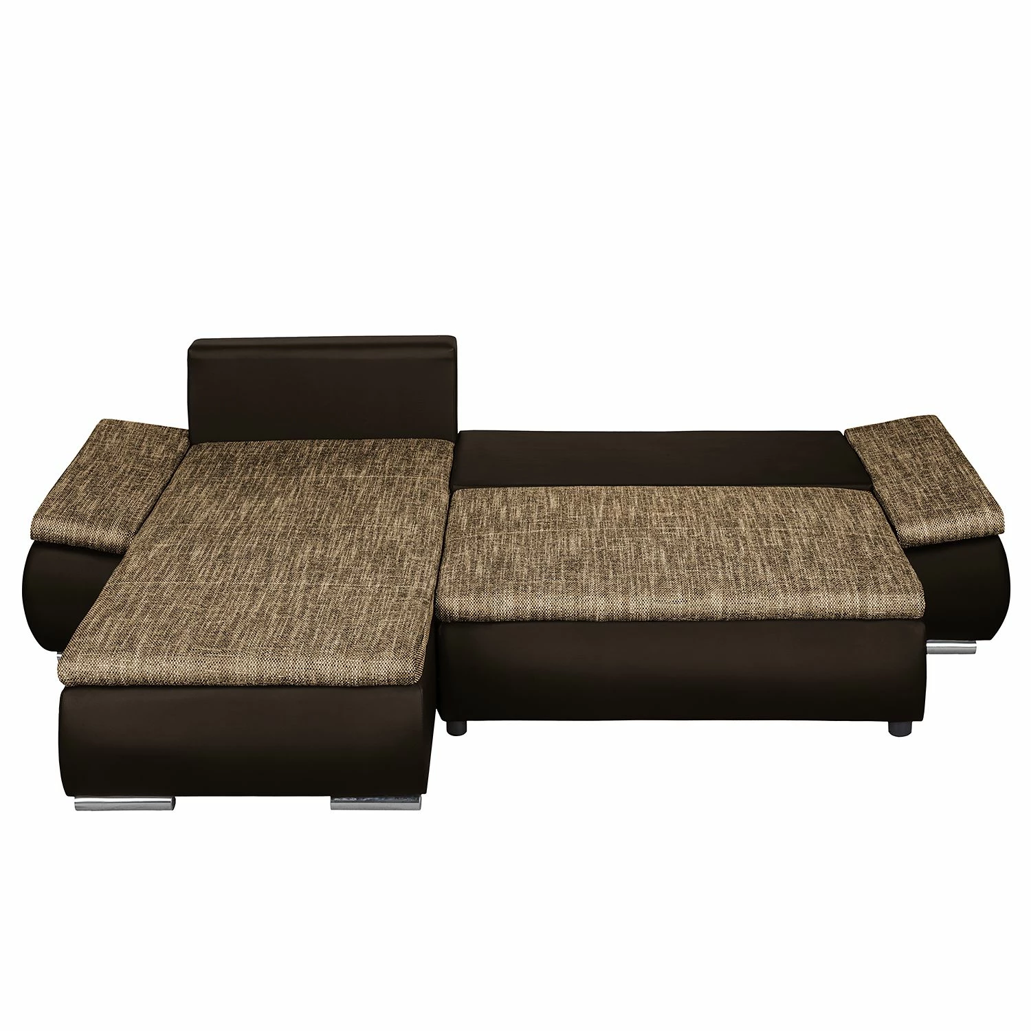 Fredriks Ecksofa Laza - mit Schlaffunktion - Kunstleder / Webstoff - Dunkelbraun / Cappuccino - Longchair davorstehend links 13 Fredriks Ecksofa Laza - mit Schlaffunktion - Kunstleder / Webstoff - Dunkelbraun / Cappuccino - Longchair davorstehend links – Bild 13