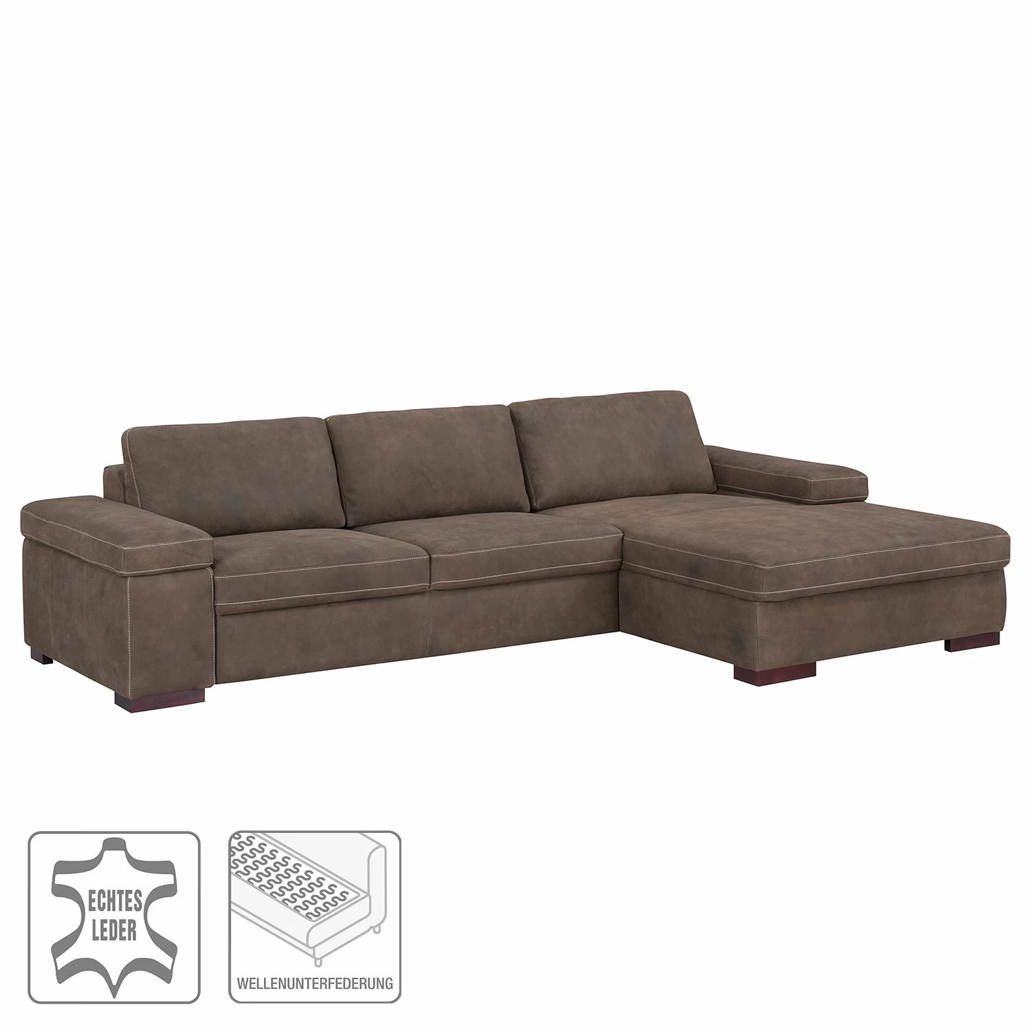 Ars Natura Ecksofa Maine Echtleder - Mokka - Longchair davorstehend rechts 2 Ars Natura Ecksofa Maine Echtleder - Mokka - Longchair davorstehend rechts – Bild 2