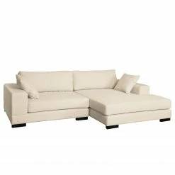 Fredriks Ecksofa Mandor Strukturstoff - Creme - Longchair davorstehend rechts