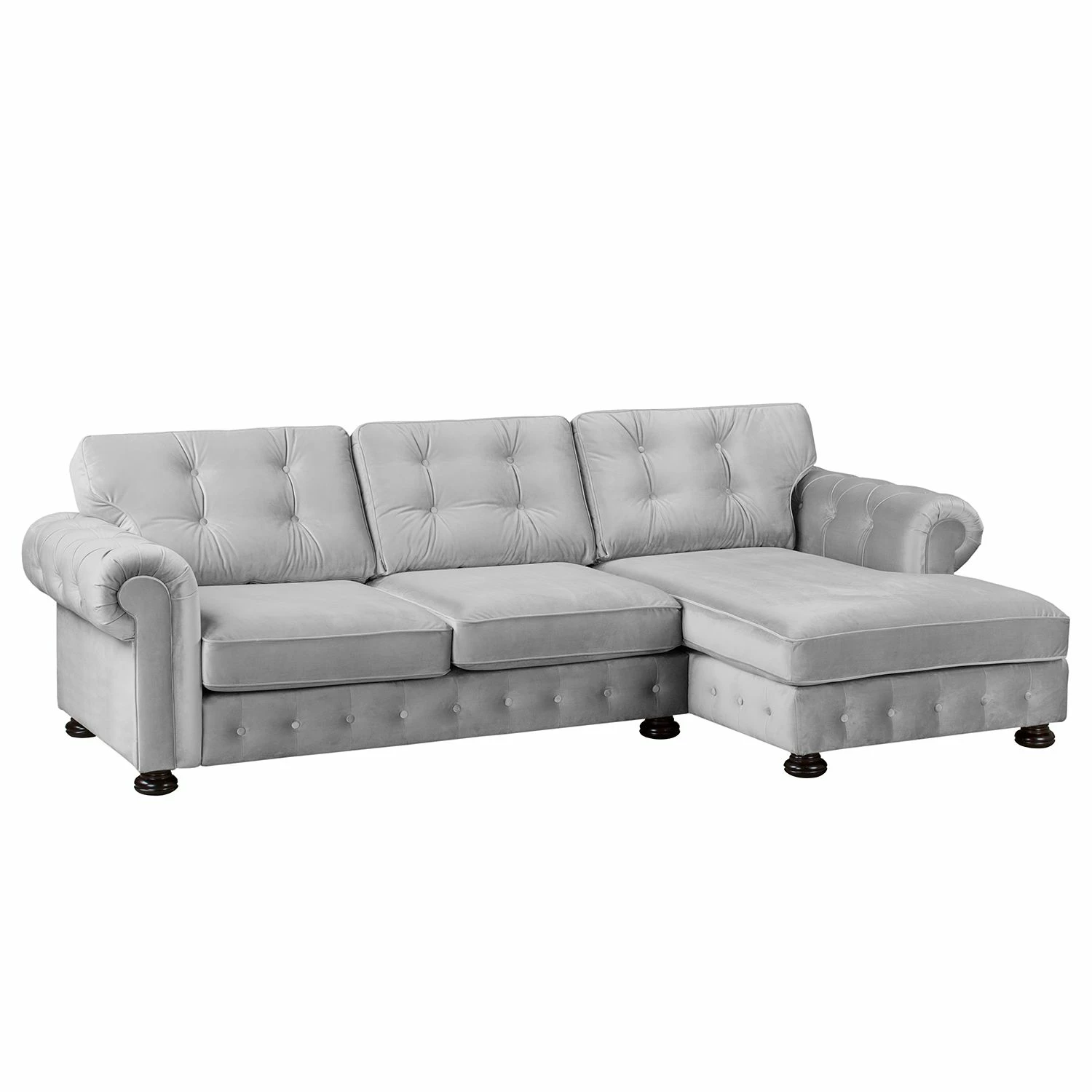 Velvet Studio Ecksofa Marau - Lichtgrau - Longchair davorstehend rechts 1 Velvet Studio Ecksofa Marau - Lichtgrau - Longchair davorstehend rechts