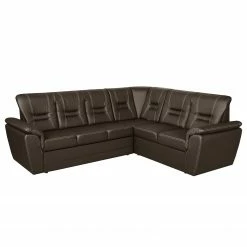 Modoform Ecksofa Marquette - mit Schlaffunktion - Kunstleder - Dunkelbraun - Ecke davorstehend rechts