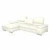 Fredriks Ecksofa Masca - Kunstleder Weiß - Longchair davorstehend links - mit Schlaffunktion