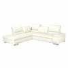 Fredriks Ecksofa Masca - Kunstleder Weiß - Ottomane davorstehend links - mit Schlaffunktion