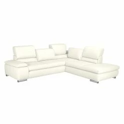 Fredriks Ecksofa Masca - Kunstleder Weiß - Ottomane davorstehend rechts - ohne Schlaffunktion