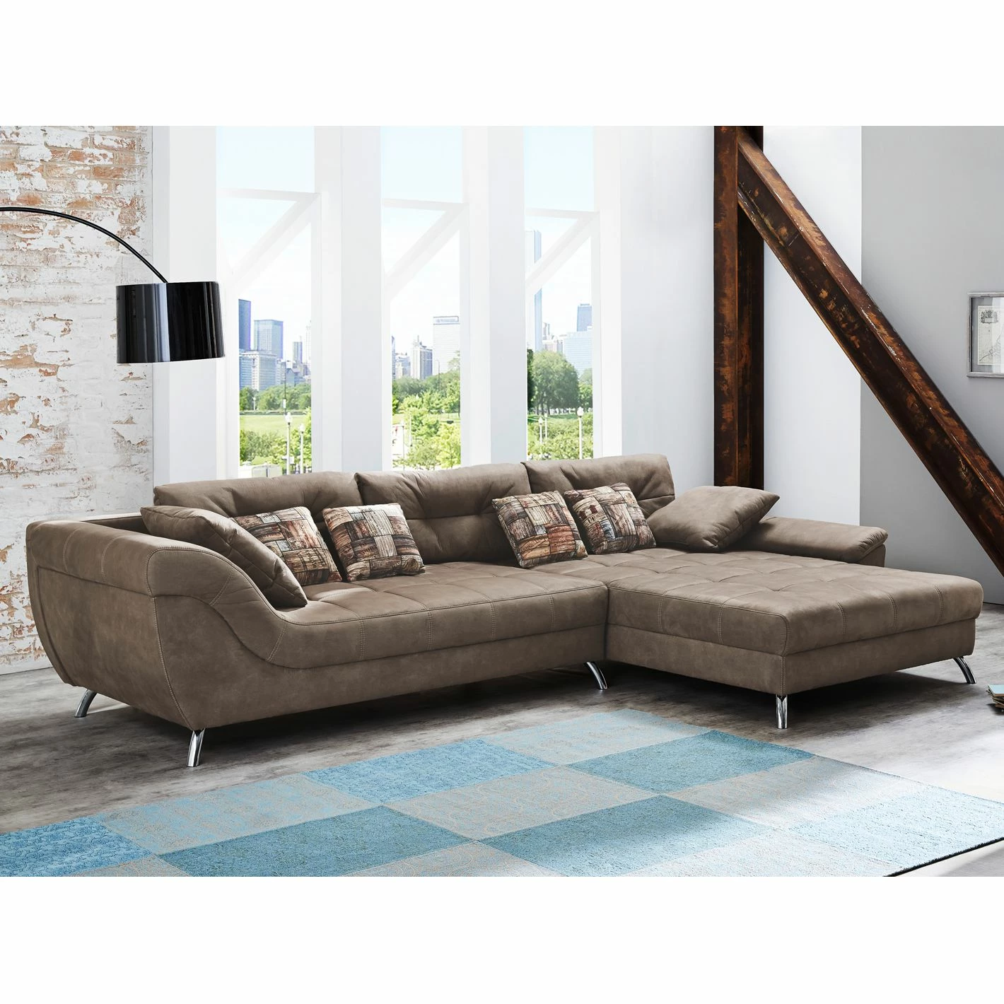 Home Design Ecksofa Merizo - Microfaser - Braun - Longchair beidseitig montierbar 3 Home Design Ecksofa Merizo - Microfaser - Braun - Longchair beidseitig montierbar – Bild 3