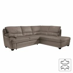 Cotta Ecksofa Kevin (mit Schlaffunktion) - Echtleder Taupe - Ottomane davorstehend rechts