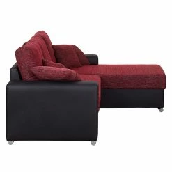 Fredriks Ecksofa Dulmen (mit Schlaffunktion) - Kunstleder/Strukturstoff - Longchair beidseitig montierbar - Schwarz / Rot 23 Fredriks Ecksofa Dulmen (mit Schlaffunktion) - Kunstleder/Strukturstoff - Longchair beidseitig montierbar - Schwarz / Rot -WOHNZIMMERMÖBEL Verkäufe ecksofa palma mit schlaffunktion kunstleder strukturstoff schwarz rot 1150954