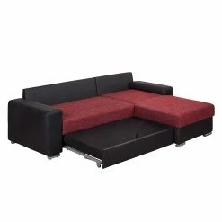 Fredriks Ecksofa Dulmen (mit Schlaffunktion) - Kunstleder/Strukturstoff - Longchair beidseitig montierbar - Schwarz / Rot 28 Fredriks Ecksofa Dulmen (mit Schlaffunktion) - Kunstleder/Strukturstoff - Longchair beidseitig montierbar - Schwarz / Rot -WOHNZIMMERMÖBEL Verkäufe ecksofa palma mit schlaffunktion kunstleder strukturstoff schwarz rot 1150966