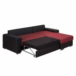 Fredriks Ecksofa Dulmen (mit Schlaffunktion) - Kunstleder/Strukturstoff - Longchair beidseitig montierbar - Schwarz / Rot 27 Fredriks Ecksofa Dulmen (mit Schlaffunktion) - Kunstleder/Strukturstoff - Longchair beidseitig montierbar - Schwarz / Rot -WOHNZIMMERMÖBEL Verkäufe ecksofa palma mit schlaffunktion kunstleder strukturstoff schwarz rot 1150970