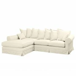 Maison Belfort Ecksofa Saltum Webstoff - Cremeweiß - Longchair davorstehend links