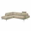 Loftscape Ecksofa Sharon - Webstoff Beige - Ottomane davorstehend links - Mit 2 Kopfstützen