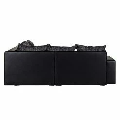 Fredriks Ecksofa Sibenik - Kunstleder / Strukturstoff Schwarz / Grau - Longchair davorstehend rechts - Ohne Hocker -WOHNZIMMERMÖBEL Verkäufe ecksofa sibenik kunstleder schwarz strukturstoff schwarz grau ottomane davorstehend rechts 399240