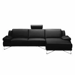 Loftscape Ecksofa Silvano - Ohne Kopfstütze -WOHNZIMMERMÖBEL Verkäufe ecksofa silvano echtleder schwarz longchair davorstehend rechts 490891