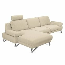 Loftscape Ecksofa Silvano - Webstoff Beige - Longchair davorstehend links - mit 1 Kopfstütze -WOHNZIMMERMÖBEL Verkäufe ecksofa silvano webstoff beige longchair davorstehend links 514164