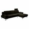 Loftscape Ecksofa Silvano - Webstoff Braun-Schwarz - Longchair davorstehend rechts - mit 1 Kopfstütze