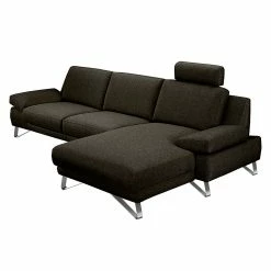 Loftscape Ecksofa Silvano - Webstoff Braun-Schwarz - Longchair davorstehend rechts - mit 1 Kopfstütze -WOHNZIMMERMÖBEL Verkäufe ecksofa silvano webstoff braun schwarz longchair davorstehend rechts 514715