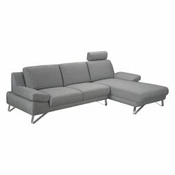 Loftscape Ecksofa Silvano - Webstoff Grau - Longchair davorstehend rechts - ohne Kopfstütze