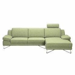 Loftscape Ecksofa Silvano - Webstoff Grün - Longchair davorstehend rechts - mit 1 Kopfstütze