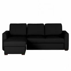Loftscape Ecksofa Venezia - (mit Schlaffunktion / beidseitig montierbar) Echtleder - Schwarz -WOHNZIMMERMÖBEL Verkäufe ecksofa venezia mit schlaffunktion echtleder schwarz longchair davorstehend links 287596