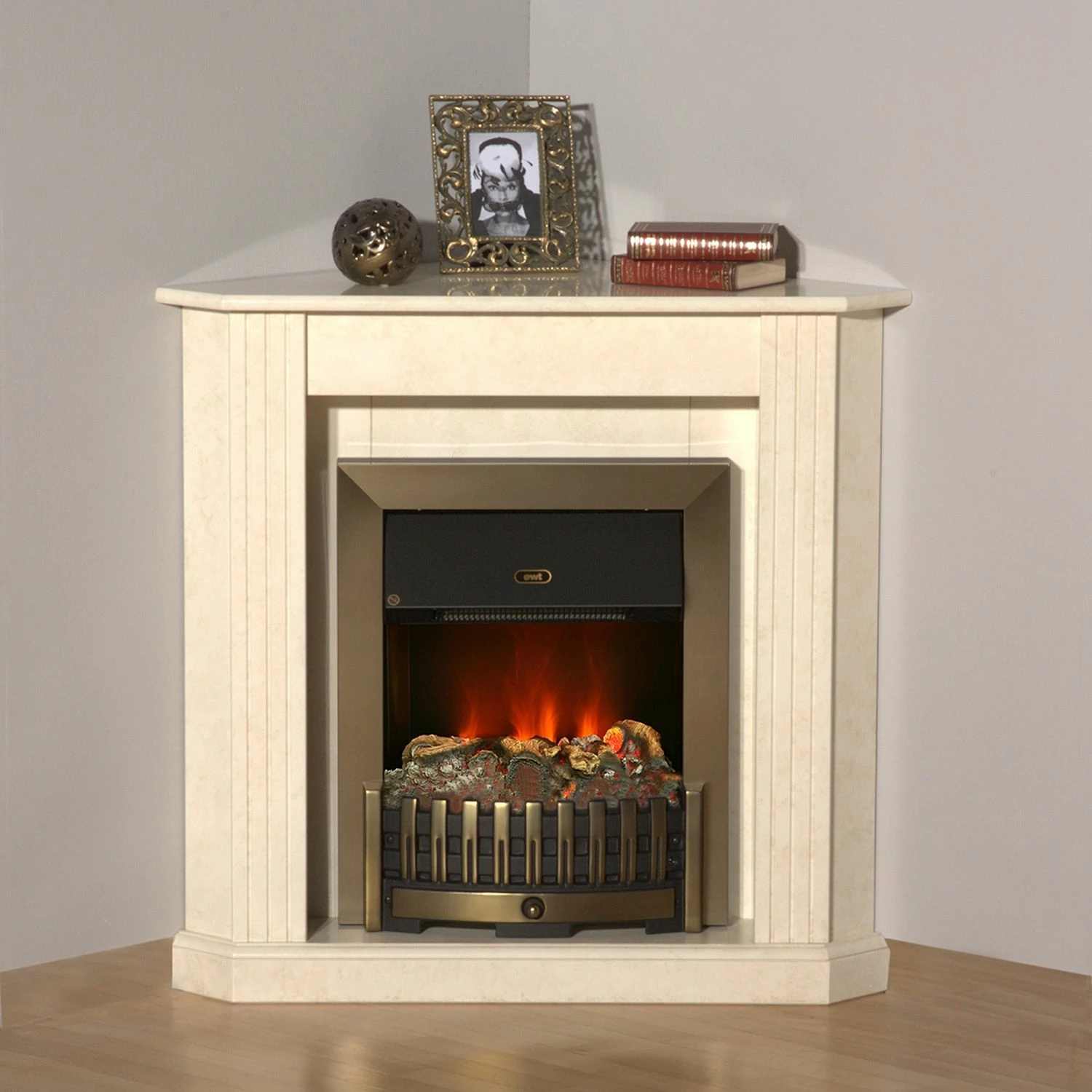 Montreux Elektro-Eckkamin Louisiana - Cremeweiß marmoriert 2 Montreux Elektro-Eckkamin Louisiana - Cremeweiß marmoriert – Bild 2