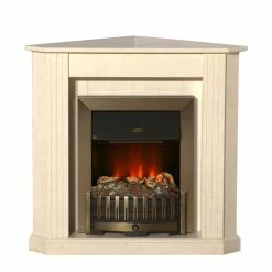 Montreux Elektro-Eckkamin Louisiana - Cremeweiß marmoriert