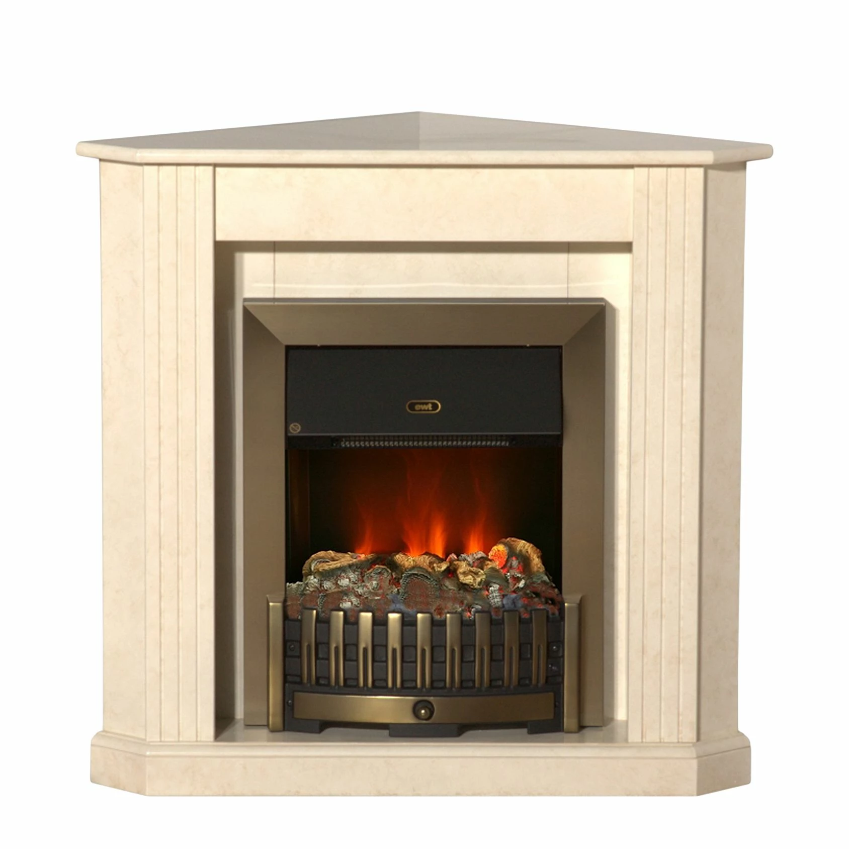 Montreux Elektro-Eckkamin Louisiana - Cremeweiß marmoriert 1 Montreux Elektro-Eckkamin Louisiana - Cremeweiß marmoriert