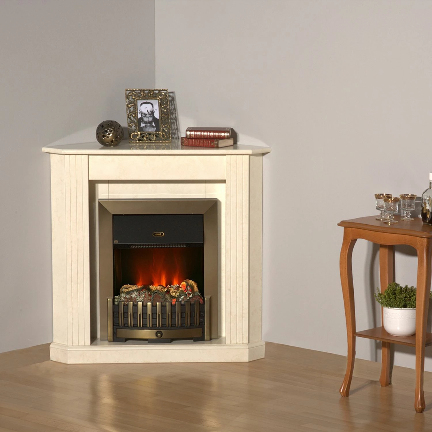 Montreux Elektro-Eckkamin Louisiana - Cremeweiß marmoriert 3 Montreux Elektro-Eckkamin Louisiana - Cremeweiß marmoriert – Bild 3