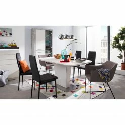 Fredriks Kommode Namona I - Inkl. Beleuchtung - Beton Dekor / Weiß -WOHNZIMMERMÖBEL Verkäufe esstisch apanas mit ausziehfunktion glas edelstahl matt weiss edelstahl 180 x 95 cm 5153344