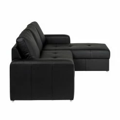 Fredriks Ecksofa Gigilio (mit Schlaffunktion) - Kunstleder Schwarz - Longchair beidseitig montierbar -WOHNZIMMERMÖBEL Verkäufe giglio ecksofa ottomane rechts mit schlaffunktion kunstleder schwarz 1304593