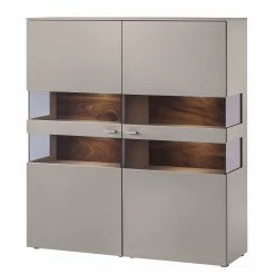 GWINNER Highboard Anzio - Matt Fango / Astnussbaum - Mit Beleuchtung