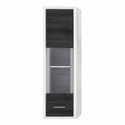 Mooved Hängevitrine Piorini I (inkl. Beleuchtun - Kiefer Anthrazit Dekor / Weiß