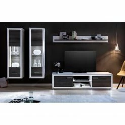 Mooved Hängevitrine Piorini I (inkl. Beleuchtun - Kiefer Anthrazit Dekor / Weiß -WOHNZIMMERMÖBEL Verkäufe haengevitrine maruto i inkl beleuchtung kiefer dunkel dekor weiss 4932964