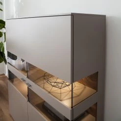 GWINNER Highboard Anzio - Matt Fango / Astnussbaum - Mit Beleuchtung -WOHNZIMMERMÖBEL Verkäufe highboard anzio mit beleuchtung matt fango astnussbaum 4626404