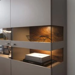 GWINNER Highboard Anzio - Matt Fango / Astnussbaum - Mit Beleuchtung -WOHNZIMMERMÖBEL Verkäufe highboard anzio mit beleuchtung matt fango astnussbaum 4626412