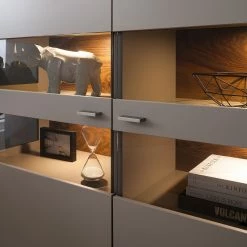 GWINNER Highboard Anzio - Matt Fango / Astnussbaum - Mit Beleuchtung -WOHNZIMMERMÖBEL Verkäufe highboard anzio mit beleuchtung matt fango astnussbaum 4626416