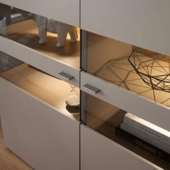 GWINNER Highboard Anzio - Matt Fango / Astnussbaum - Mit Beleuchtung -WOHNZIMMERMÖBEL Verkäufe highboard anzio mit beleuchtung matt fango astnussbaum 4626420