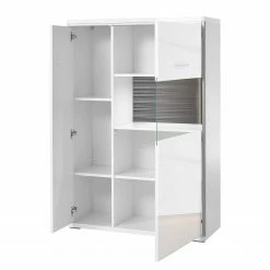 Loftscape Highboard Arco II - Glastür rechts -WOHNZIMMERMÖBEL Verkäufe highboard arco ii hochglanz weiss grau glastuer rechts 4711196