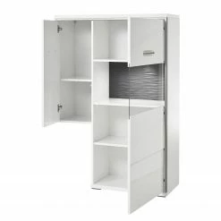 Loftscape Highboard Arco III - Glastür rechts -WOHNZIMMERMÖBEL Verkäufe highboard arco iii hochglanz weiss grau glastuer rechts 4711284